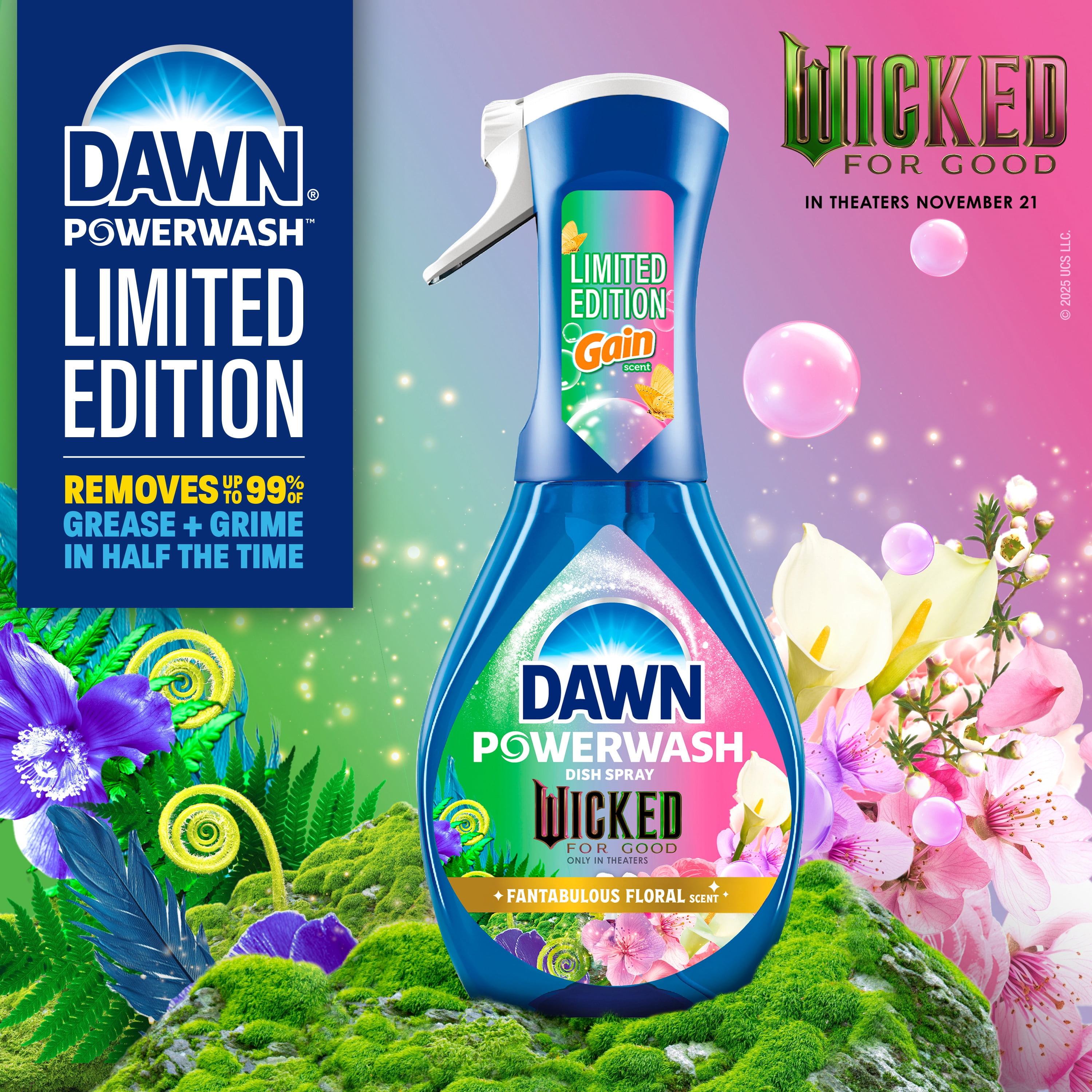 Dawn Powerwash "Wicked: For Good" Limited Edition Spray Dish Soap, Dishwashing Liquid, Fantabulous Floral Scent, 16 fl oz