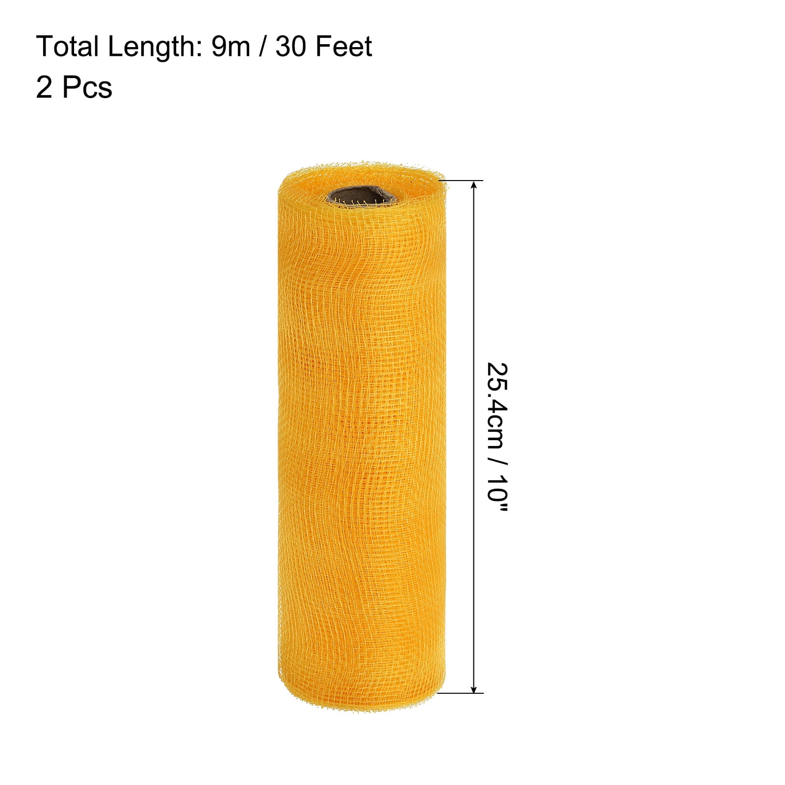 Uxcell 2 Pcs 10" x 30Feet PP Decorative Mesh Ribbon, Gold Tone with  Foil