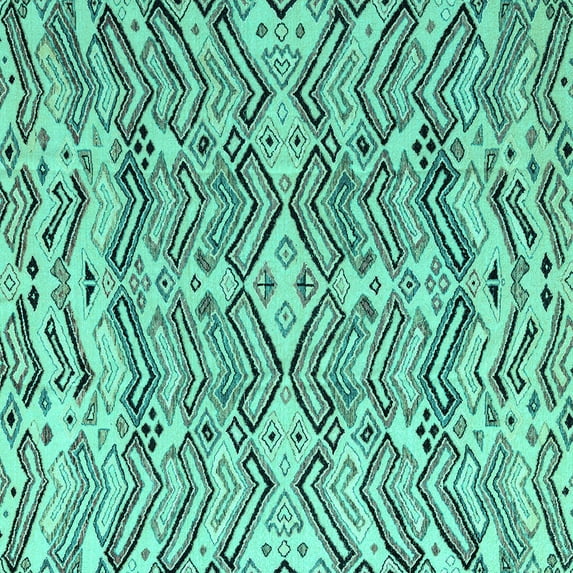 Ahgly Company Indoor Square Abstract Turquoise Blue Modern Area Rugs, 5' Square