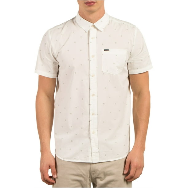 Volcom Geo-Print Button Up Shirt para hombre, blanco roto, extragrande Volcom Botones al frente
