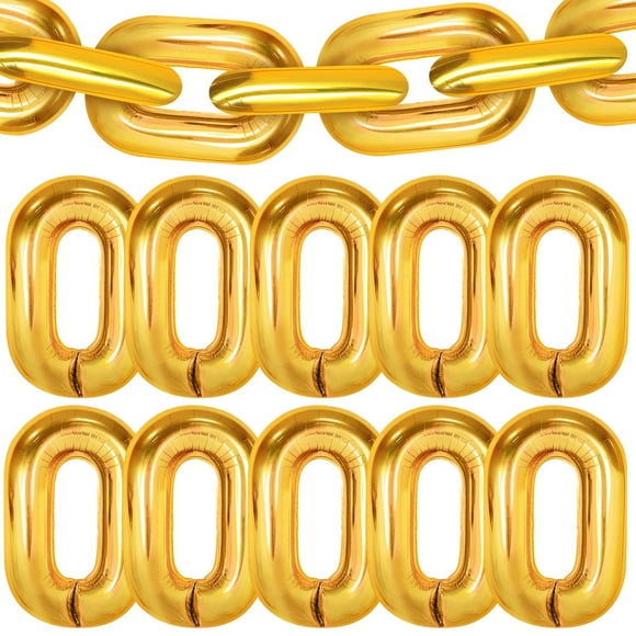 Golden Chainlink Balloon Swag - 30 Pack of 16" Hip Hop Party Decorations for 90s Themed Events & Buchona Parties - Unique Balloon Garland