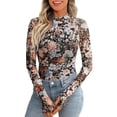 thumbnail image 2 of Womens Long Sleeve Tops Lace Long Sleeve Mesh Mockneck Trendy Cute Going Out Tops for Women Fall Fashion Outfits 2026 Clothes Womens Fashion Top Shirts, 2 of 4