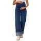 thumbnail image 1 of INSPIRE CHIC Jeans de maternidad para mujeres, Día de la Madre, pierna recta, con puños, alta elasticidad, sobre la barriga, pantalones para embarazadas, trabajo casual, XXL, azul oscuro, 1 of 6