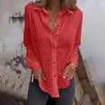 thumbnail image 2 of AherBiu Plus Size Button down Shirts for Women Hollow out Long Sleeve Lapel V Neck Boho Vacation Tops Blouse, 2 of 7