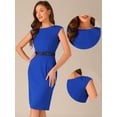 thumbnail image 2 of DARING DIVA Women's Cap Sleeve Boat Neck Pencil Dresses L Royal Blue, 2 of 6