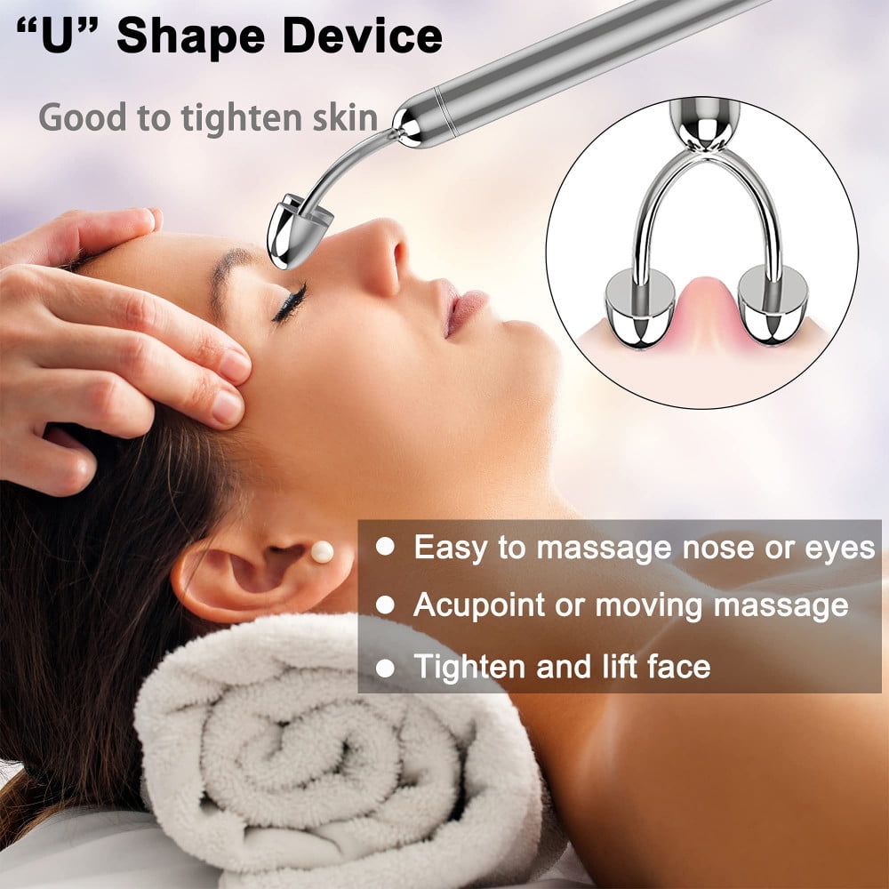 3-in-1 Stainless Steel Face Massager Set, Electric Facial Roller for Face, Eyes, Nose, Neck & Body