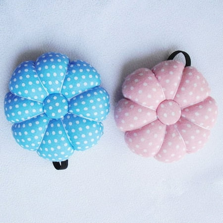 Safety Pin Charm Holder - Cute Cartoon Pumpkin Needle Sewing Pin Cushion Elastic Button Wrist Strap Holder for Home Tailors Safety Craft Tool