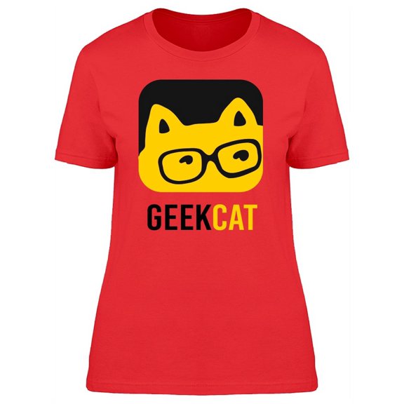 Geek Cat Cool Hipster Doodle T-Shirt Women -Image by Shutterstock, Female Large