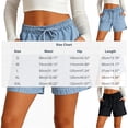 thumbnail image 2 of Busydd Womens Shorts Solid Color Drawstring Denim Shorts Comfortable Casual Elastic Waist Jean Shorts with Pockets, 2 of 5