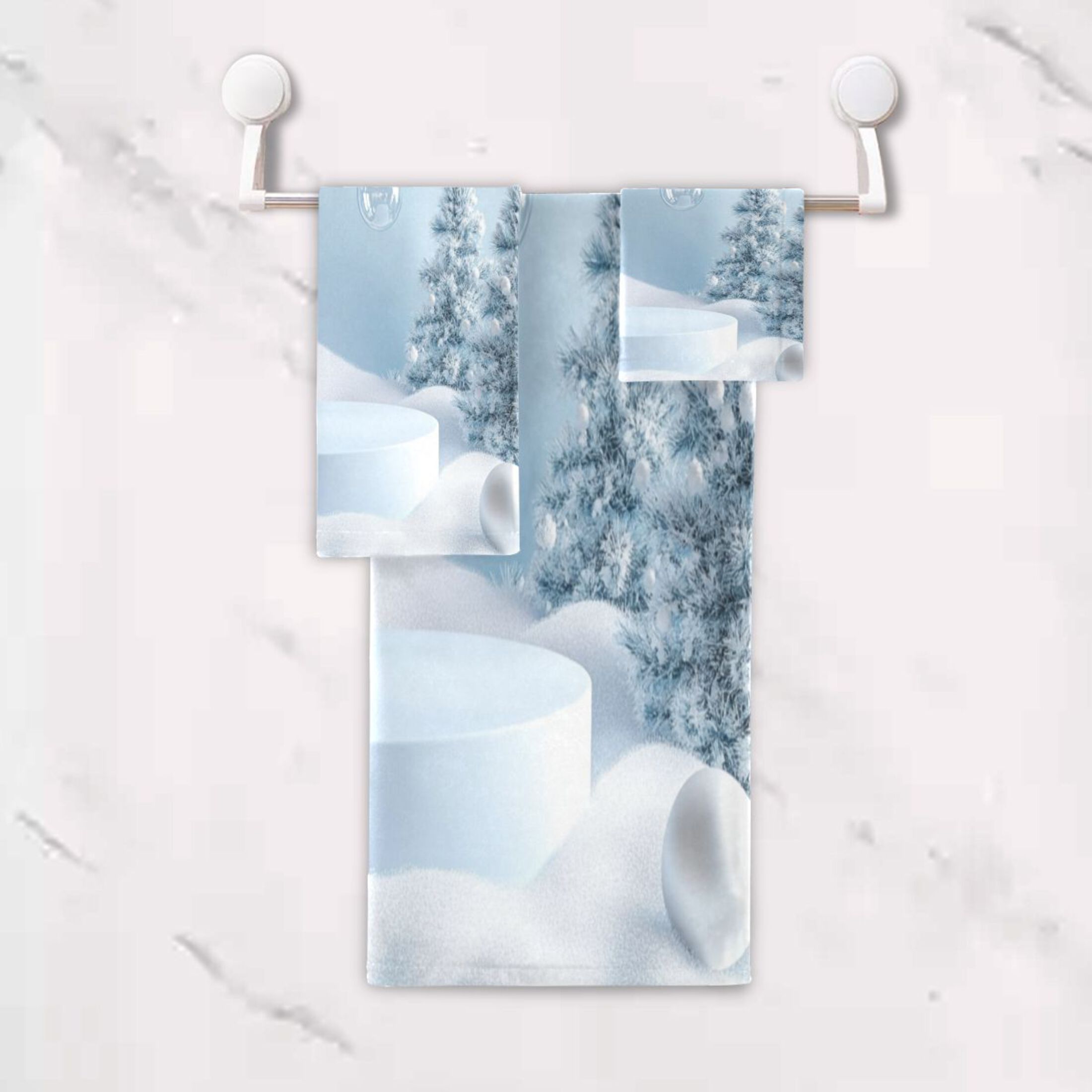 3 Piece Bath Towels Set Bath Towel, Hand Towel and Face Towel for Bathroom, Gym, Hotel Winter Christmas Decorations