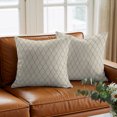 thumbnail image 6 of Throw Pillow Covers 18x18 Inch, Grey Beige Lattice Geometric Decorative Pillow Cases for Couch Sofa Bed, Luxury Abstract Art Cotton Linen Square Home Decor Pillowcases with Hidden Zipper, 6 of 9