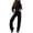 Black, variant on Best Travel Outfits for Planes Women's Solid Color Zipper Double Pocket Drawstring Long Sleeve Top Fashion Casual Pants Set Travel Clothes for Women Plus Size Set (Purple,M)