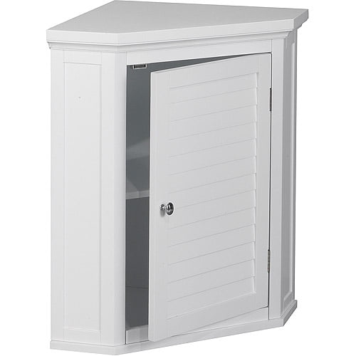 Slone White Shuttered Corner Cabinet - Elegant Home Fashion