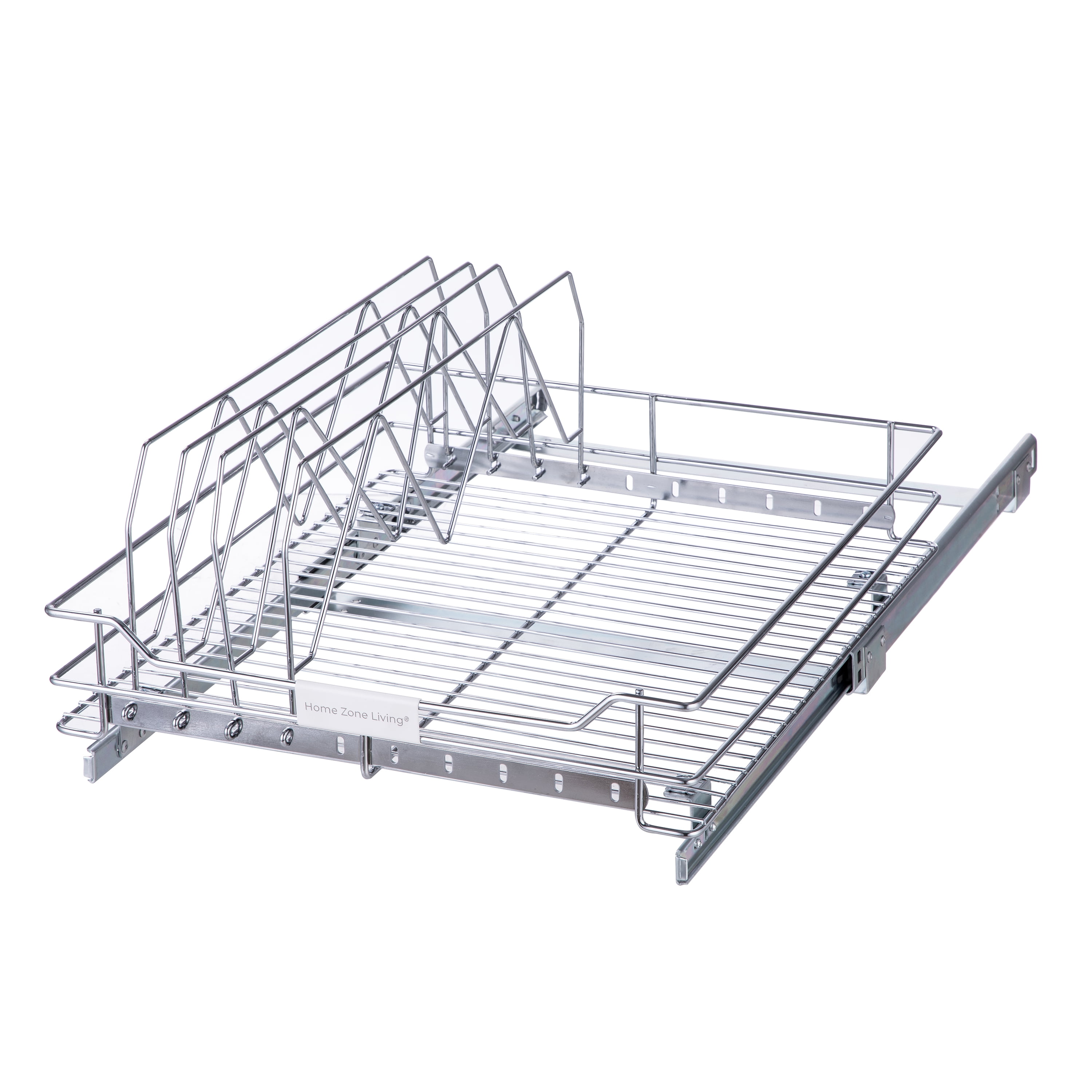 Home Zone Living 2 Tiers Pull Out Storage Organizer, 11 WX 20D, Silver, Size: 12.15 W x 20 D x 17.60 H