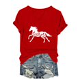 thumbnail image 2 of ALLLIST Womens Tops Holiday Short Sleeve V Neck T-Shirts Trendy Animal Print Red Shirts Ladie's Tops, 2 of 6