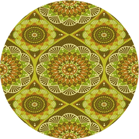 Ahgly Company Indoor Square Patterned Golden Brown Yellow Area Rugs, 3' Square