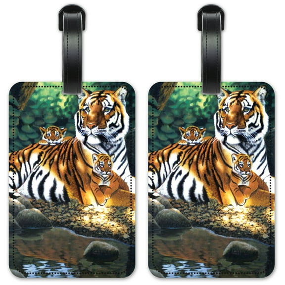 Tiger and Cubs - Luggage ID Tags / Suitcase Identification Cards - Set of 2