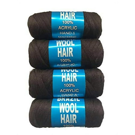 100% Brazilian Wool Hair Acrylic Yarn For African Braids/Senegalese Twist/Faux Locs/Wraps With Crochet Hook 4pcs