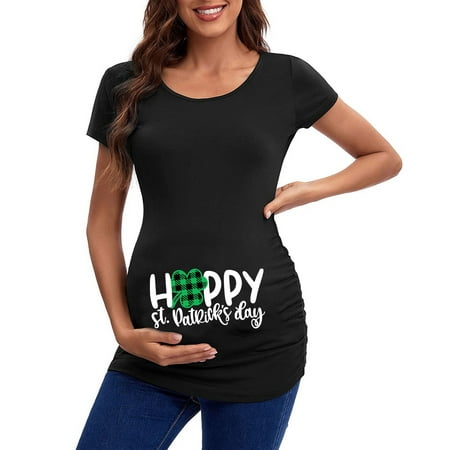 

WAJCSHFS Maternity Scrubs For Women Women s Maternity Ditsy Floral Print Neck Ruffle Trim Tunic Blouse Pregnancy Tops (Black XL)