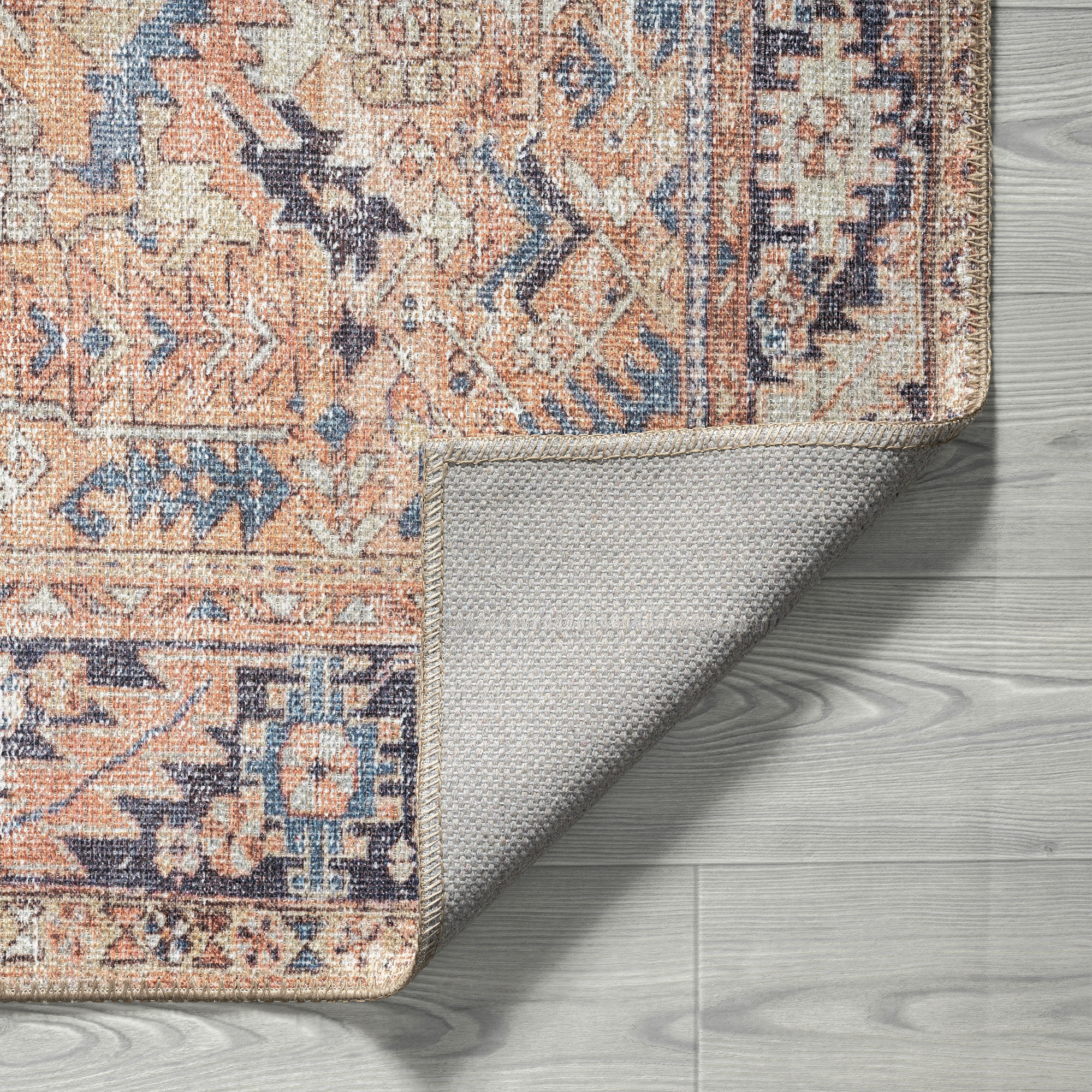 Traditional 5x7 Area Rug (5'3'' x 7'3'') Persian Rust, Beige Living Room Easy to Clean Machine Washable