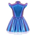 thumbnail image 4 of vastwit Kids Girls Shiny Metallic Dress Alien Inspired Holographic Flying Sleeve Sparkly Birthday Party Tutu Dress Colorful 8, 4 of 7