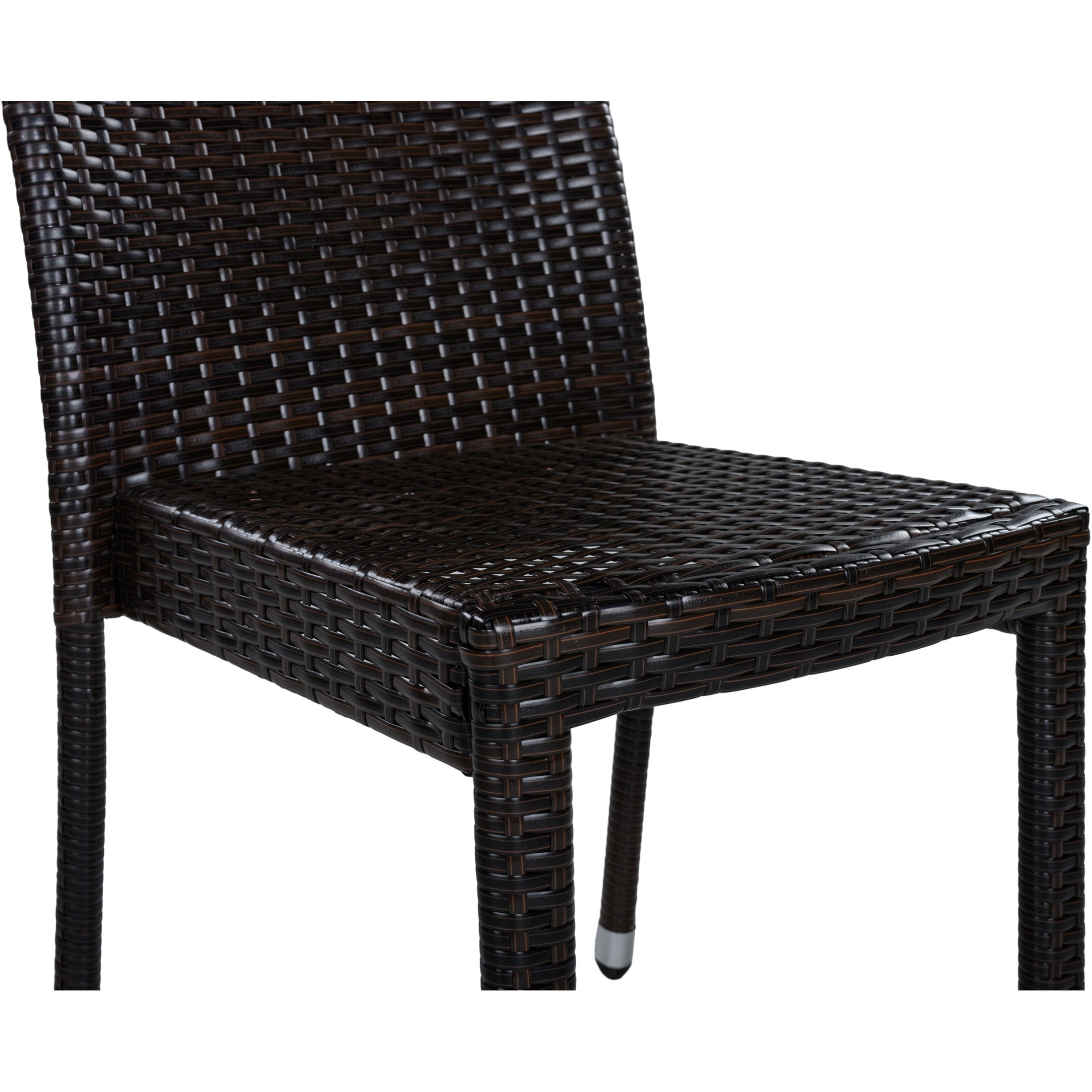 Christopher Knight Home 7-Piece Modern Outdoor Dining Set, Wood Table and Wicker Armless Chairs, Teak+Dark Brown