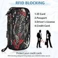 thumbnail image 5 of RFID Blocking Travel Passport Wallet Red Guitar Punk Skeleton Water Resistant Document Organizer, Multi Pockets Anti-Theft Card Holder with Detachable Strap for Travel Vacation, 5 of 8