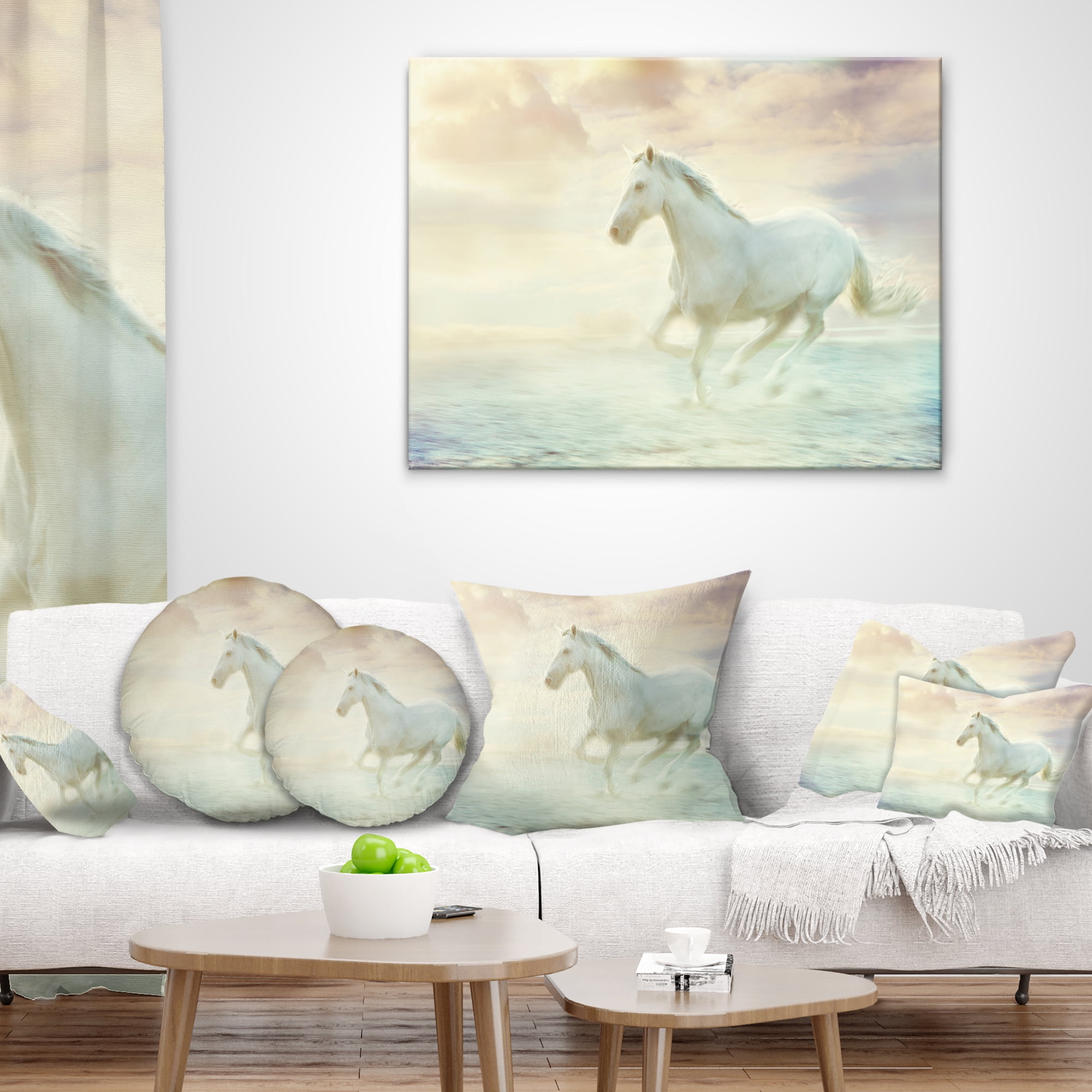 Designart Fantasy White Horse - Animal Throw Pillow - 18x18