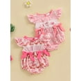 thumbnail image 3 of BemeyourBBs Baby Girls Romper, Fly Sleeve Crew Neck Bows Boots Print Bodysuit, 3 of 9