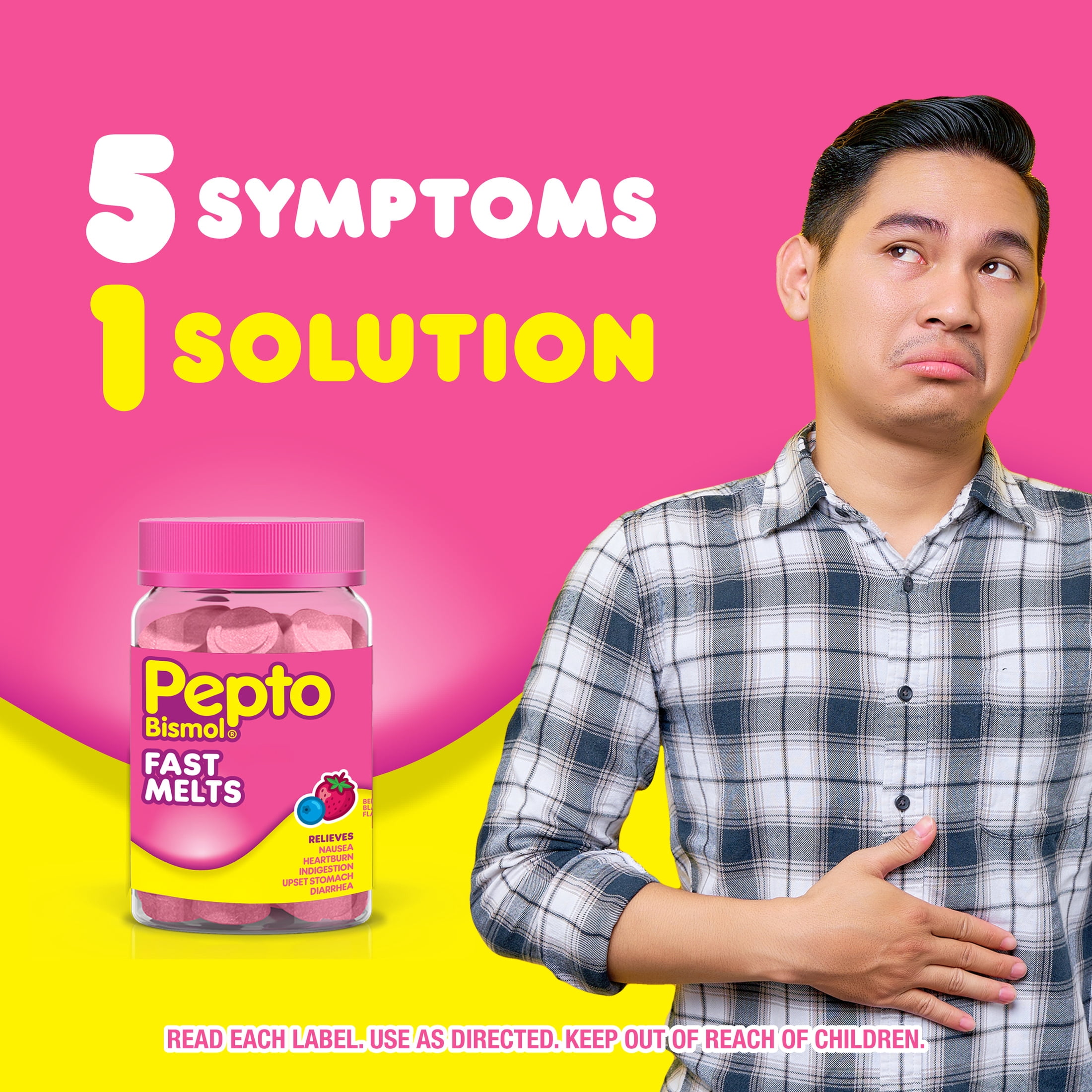 Pepto Bismol Fast Melts, Upset Stomach Relief, Stomach Relief, Anti-Diarrheal, 24 Count