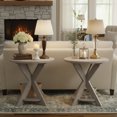thumbnail image 7 of COZAYH Farmhouse Round Wooden End Table with Cross Legs, Vintage Grey, Set of 2, 7 of 7