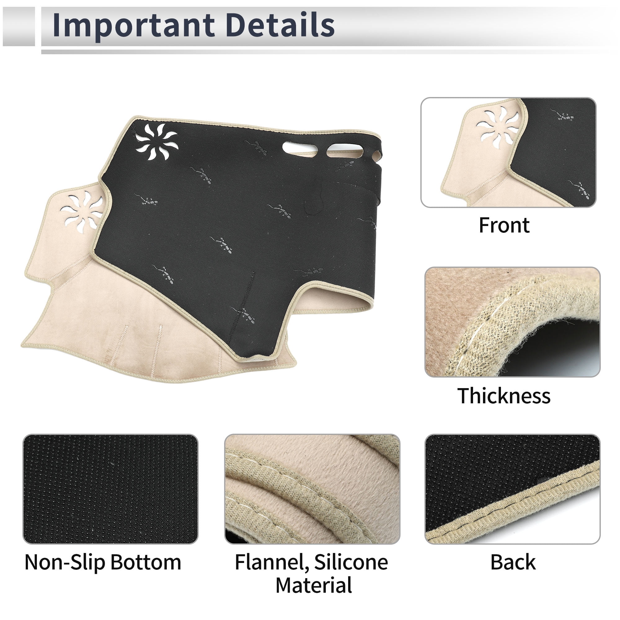 Unique Bargains Dashboard Cover Anti-Slip/Anti Dust Dash Cover Mat Carpet for Toyota Camry 2007-2011 Flannel Beige