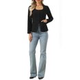 thumbnail image 2 of INSPIRE CHIC Business Casual Blazers for Women Button Down Scoop Neck Long Sleeve Office Work Blazer Jackets with Pockets M Black, 2 of 5