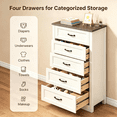 thumbnail image 3 of 4 Drawer Dresser, Gizoon Chest of Drawers Storage Organizer Unit with Wooden Frame for Bedroom/Closet, White and Rustic Painted, 3 of 9