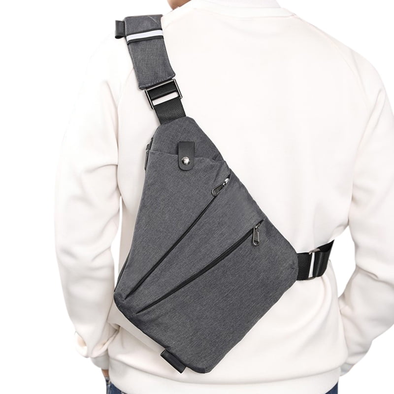 Gray,Left Shouder Anti Theft Chest Pack Shoulder Chest Bags,For Men Women Outdoor Sport Travel Hiking Sling Bag Crossbody 