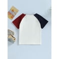 thumbnail image 3 of Toddler Boys Summer Independence Day Tops Short Sleeve O Neck Letter Print Contrast Color T-shirt, 3 of 6