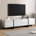 thumbnail image 2 of GZXS 75" Modern TV Stand, White & Black High Gloss UV Surface TV Console Table for TVs Up to 80”, 2 of 10