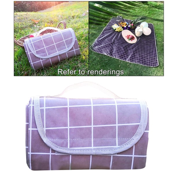 Manta de Picnic libre, Alfombra de Picnic plegable impermeable de 79x79 manta de prueba de arena para Camping, parque, playa, - Café