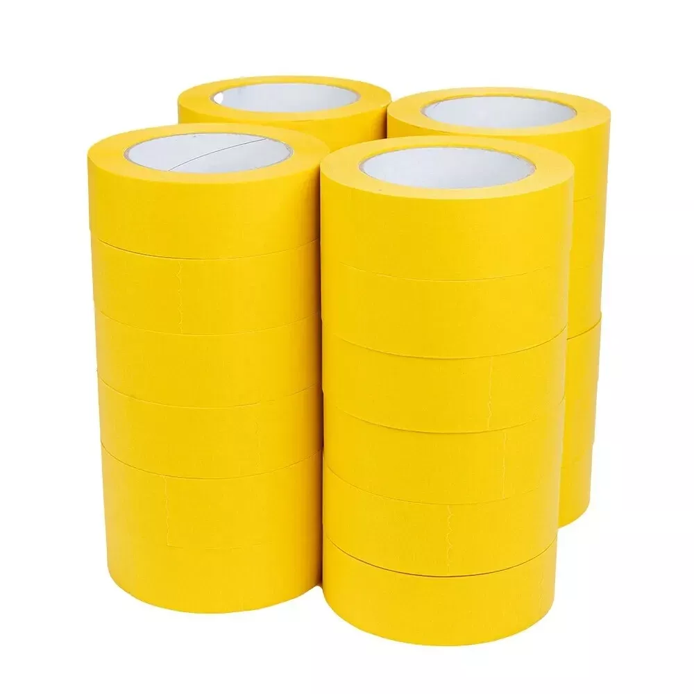 Yellow Masking Tape, 1-1/2" Inch x 55 Yards - Adhesive Tape, 24 Rolls. ( High Temperature 250F )