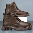 thumbnail image 5 of Mens High Top Shoes Black Lace Up Side Zipper Leather Boots Casual Leather Business Casual Dress Shoes for Men, 5 of 9