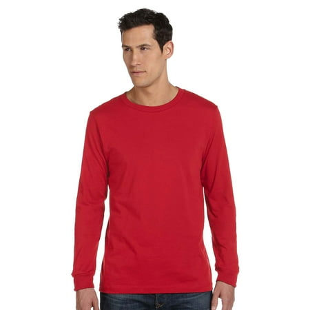 Red T-shirt - Bella+Canvas Mens Fashionable Long-Sleeve Jersey T-Shirt, Red, 2XL, Style, 3501