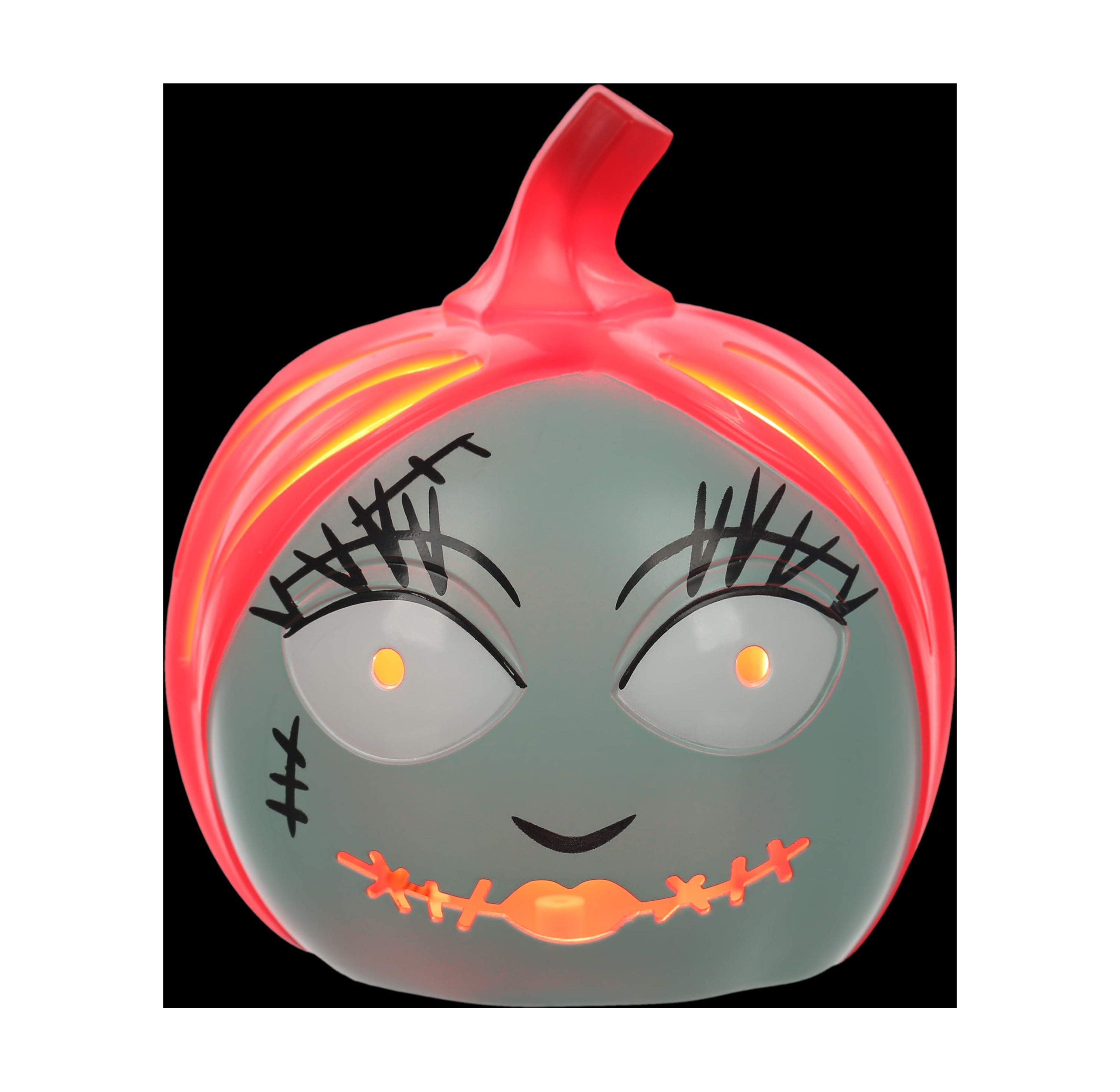Disney's The Nightmare Before Christmas Sally Mini Light Up Halloween Pumpkin Decoration, 3.5", Multi Color, Rigid Plastic