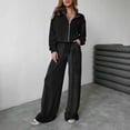 thumbnail image 2 of YUHAOTIN Fall Outfits Women Trendy Plus Size Womens Velour Tracksuit Two Piece Outfits Long Sleeve Zip Crop Tops Pants Set Tracksuit for Women Short Sleeve Tracksuit Women 2 Piece Outfits Plus Size, 2 of 6