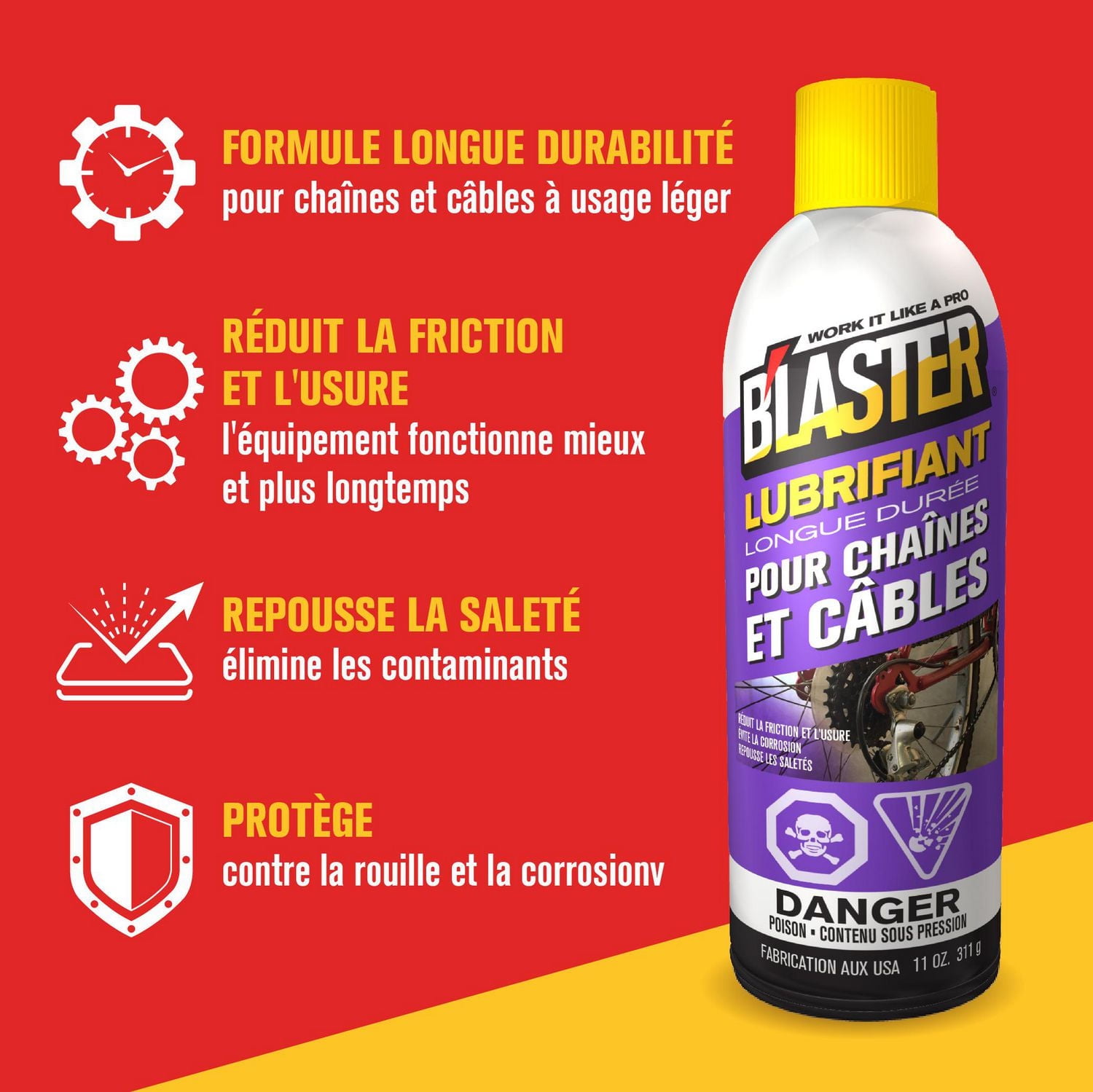 Blaster Lubrifiant pour chaînes et câbles, paquet de 6