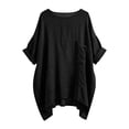 thumbnail image 6 of SYMOID Womens Oversized Tunic Top 100% Cotton with Pockets - Black Casual Loose Fit Short Sleeve Shirt,Size XL, 6 of 8