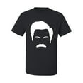 thumbnail image 2 of Wild Bobby, White Parks and Rec Fans Ron Swanson Mustache Face Silhouette, Pop Culture, Men Graphic Tee, Black, Small, 2 of 4