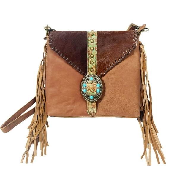 Leather Crossbody Fringe Messenger Bag