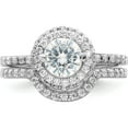 thumbnail image 5 of Sterling Silver Rhodium-Plated Cz Halo Engagement Ring & Band Set (Size 8) Made In China qr7299-8, 5 of 5