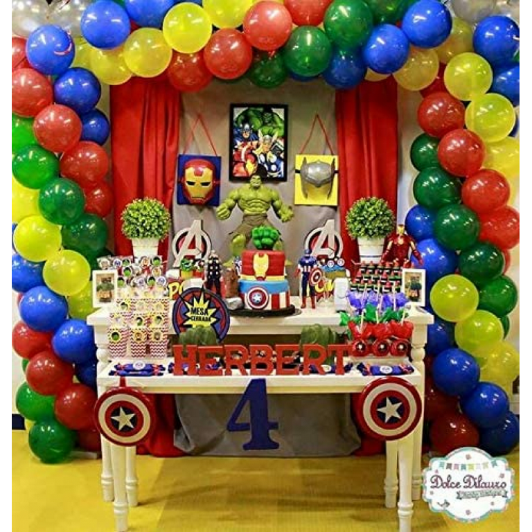 AOWEE Red Yellow Blue Green Balloon Arch, Marvel Avengers Mario