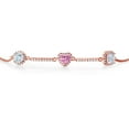 thumbnail image 2 of Gem Stone King 18K Rose Gold Plated Silver Bracelet for Women Aquamarine Pink Moissanite (1.80 Cttw), 2 of 4